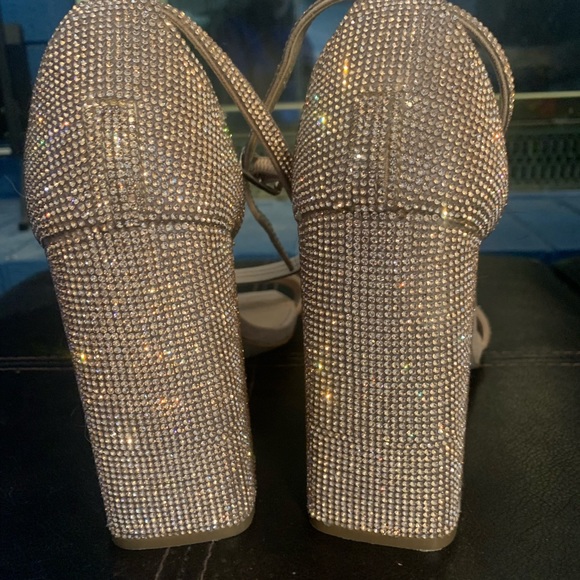 Steve Madden Rhinestone Heeled Sandals. Worn once for about 3hrs. - Picture 2 of 4